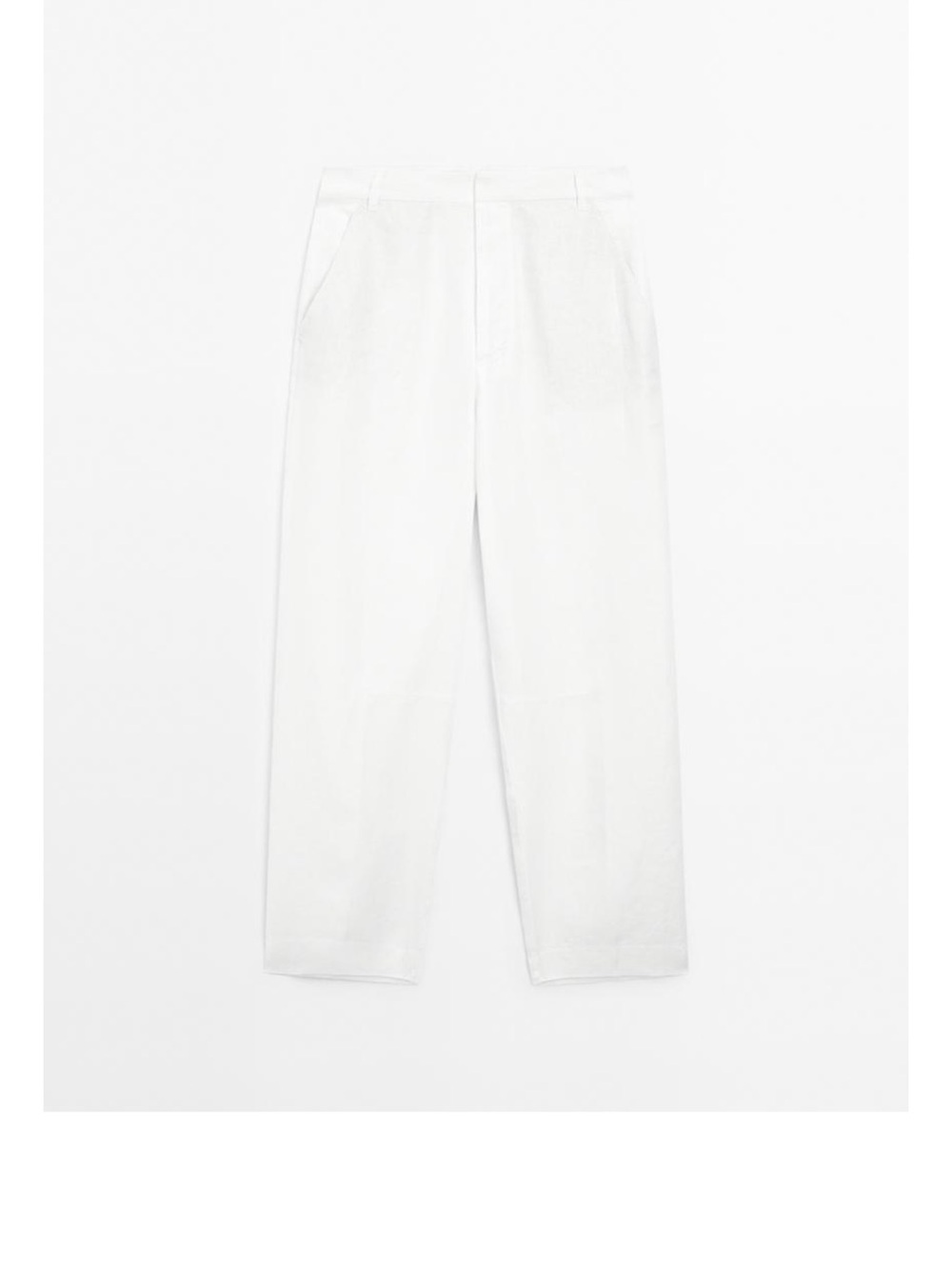 Massimo Dutti Off-White High-Waist Barrel Leg